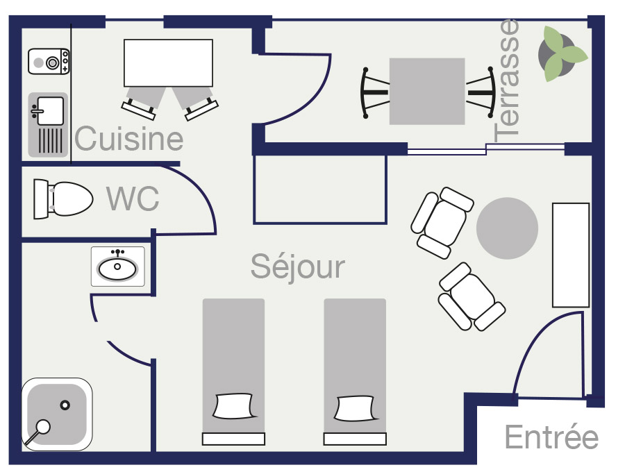 Plan Appartement 28,5m2 des demeures de Borda 2