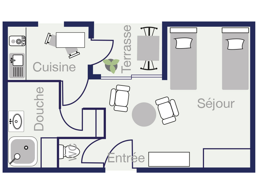 Plan Appartement 28,5m2 des demeures de Borda 2