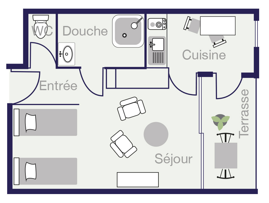 Plan Appartement 28,5m2 des demeures de Borda 2