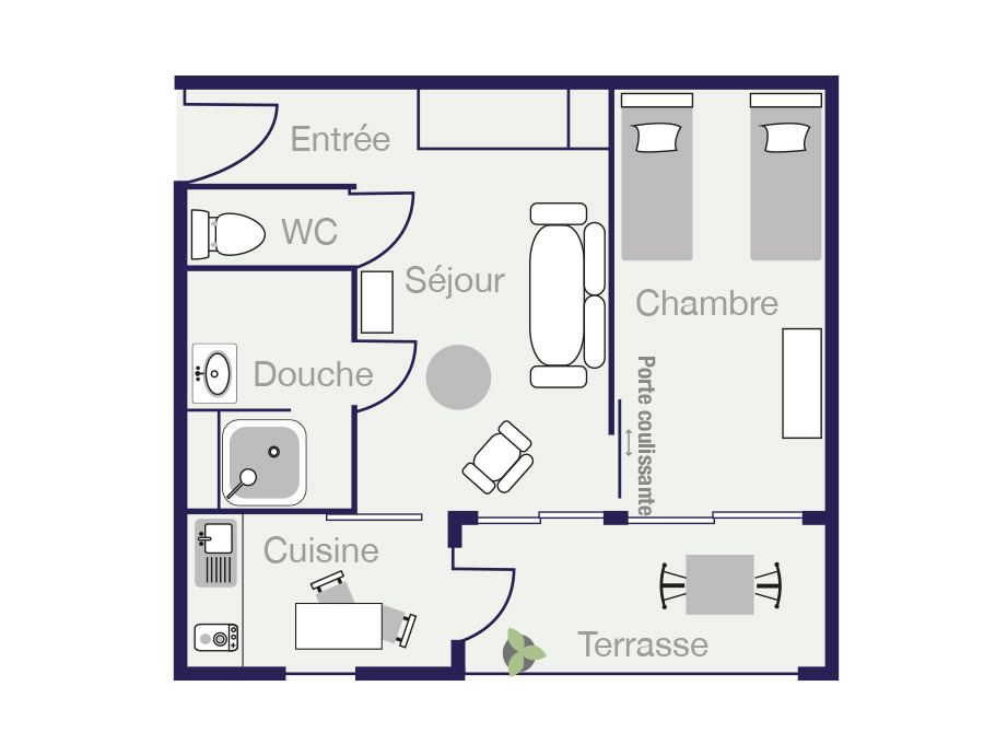 Plan Appartement 36,5m2 des demeures de Borda 2